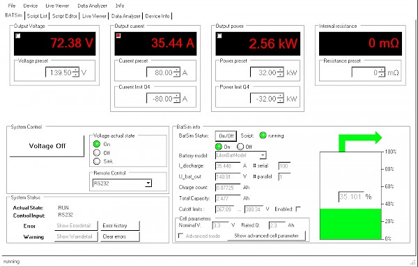 Advanced BatSim Battery Simulation